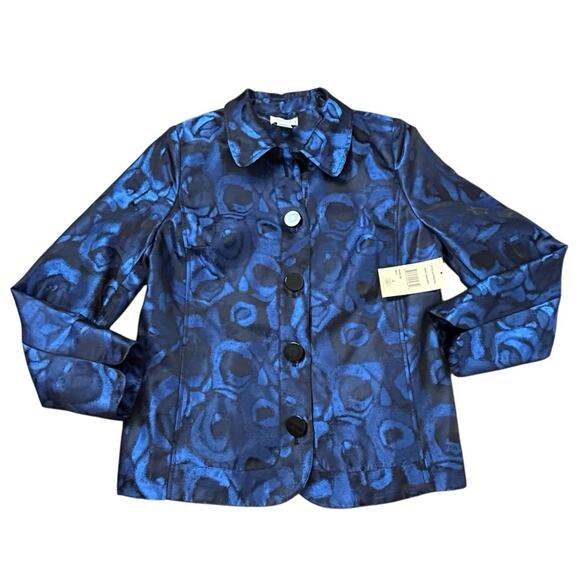 Laura Ashley Jacket Womens Size S Blue Black Iridescent Silky Event Occasion NWT - Picture 2 of 10